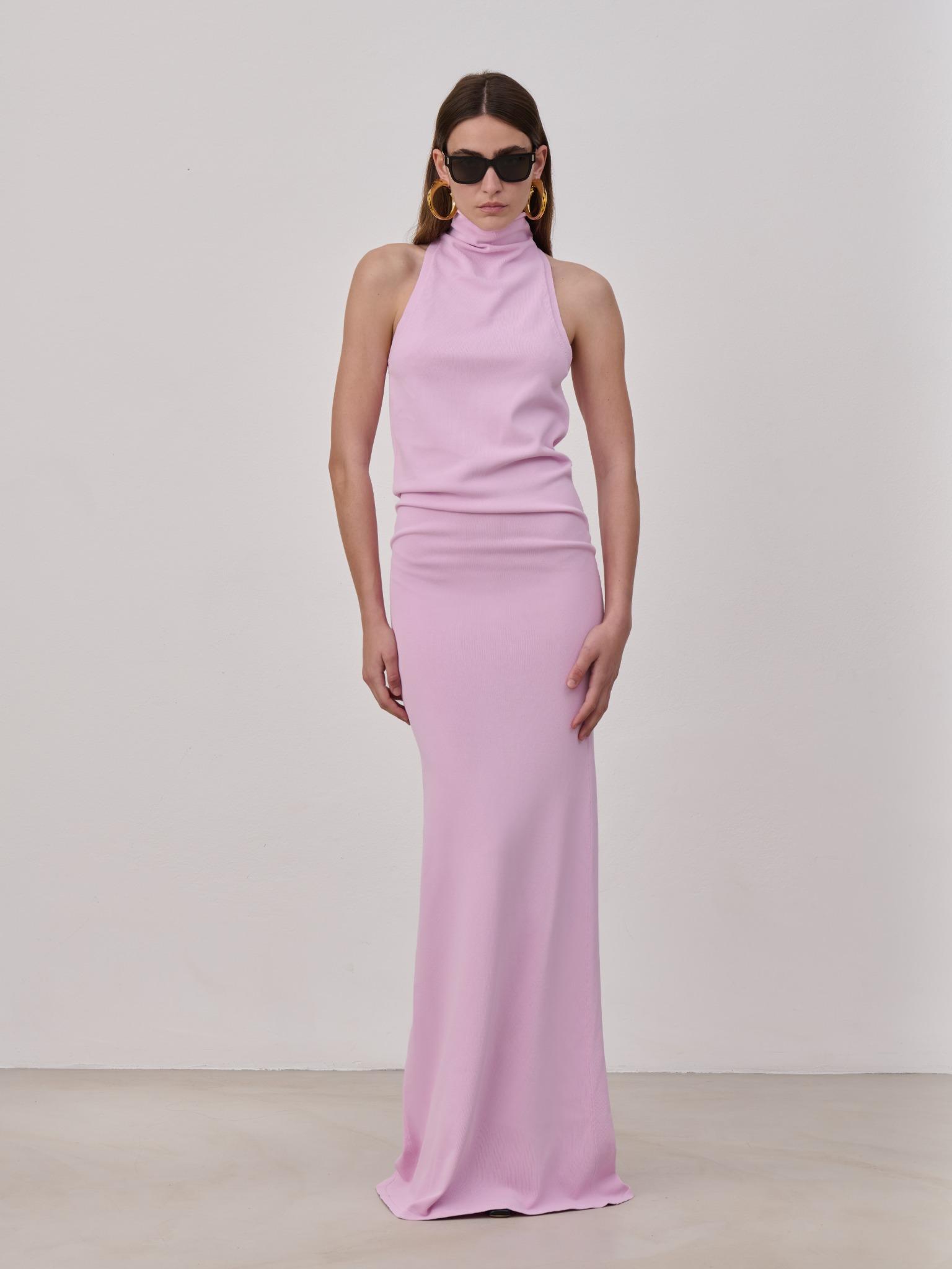 viscose bridesmaid dress Draped Viscose Satin and Double-Faced Viscose Long Dress